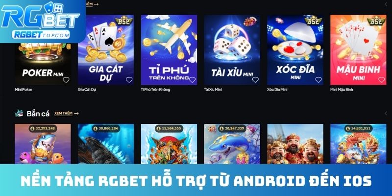 Nền tảng RGBet hỗ trợ nhiều loại thiết bị từ Android đến iOS